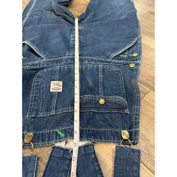 Vintage 60’s POINTER dark Blue Jean Low Back Detachable Bib Overalls medium